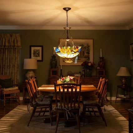 Brilagi - Lampadario a sospensione in stile Tiffany con catena JUNGLE 3xE27/60W/230V Ø 50 cm