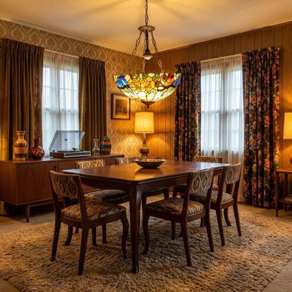 Brilagi - Lampadario a sospensione in stile Tiffany con catena JUNGLE 3xE27/60W/230V Ø 50 cm