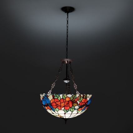 Brilagi - Lampadario a sospensione in stile Tiffany con catena JUNGLE 3xE27/60W/230V Ø 50 cm