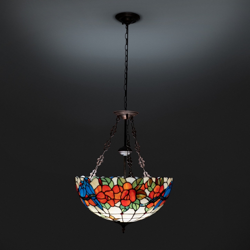 Brilagi - Lampadario a sospensione in stile Tiffany con catena JUNGLE 3xE27/60W/230V Ø 50 cm