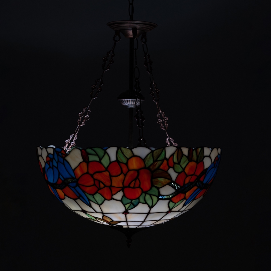 Brilagi - Lampadario a sospensione in stile Tiffany con catena JUNGLE 3xE27/60W/230V Ø 50 cm