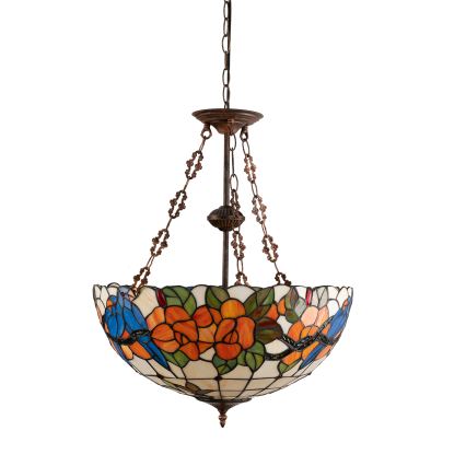 Brilagi - Lampadario a sospensione in stile Tiffany con catena JUNGLE 3xE27/60W/230V Ø 50 cm