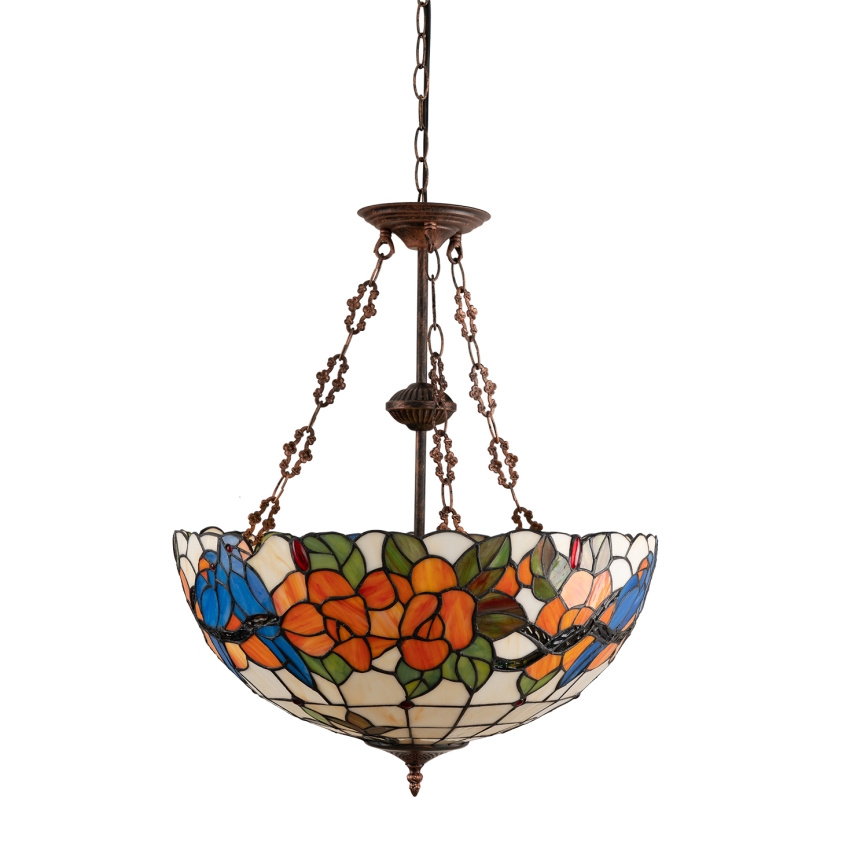 Brilagi - Lampadario a sospensione in stile Tiffany con catena JUNGLE 3xE27/60W/230V Ø 50 cm