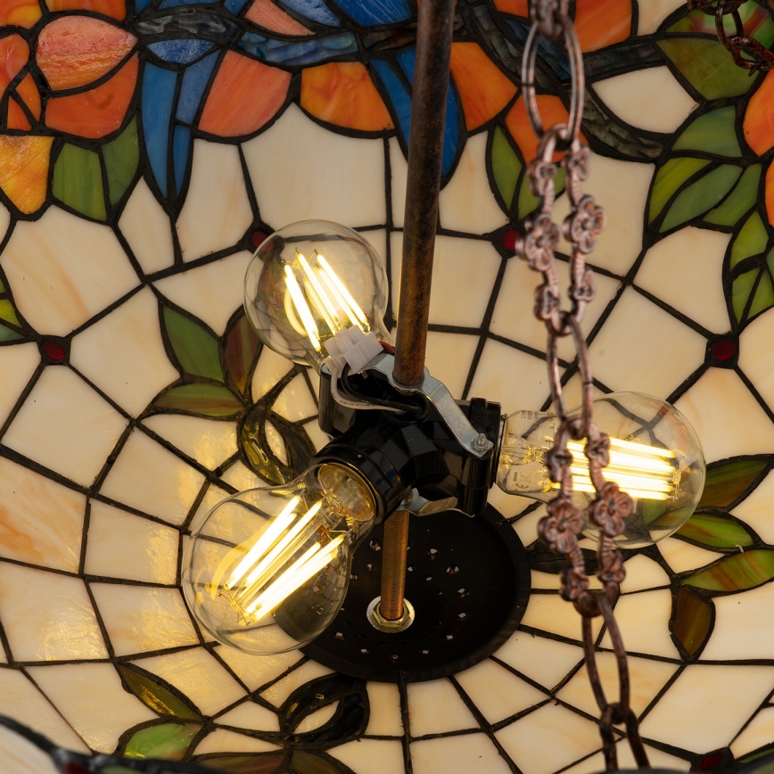 Brilagi - Lampadario a sospensione in stile Tiffany con catena JUNGLE 3xE27/60W/230V Ø 50 cm