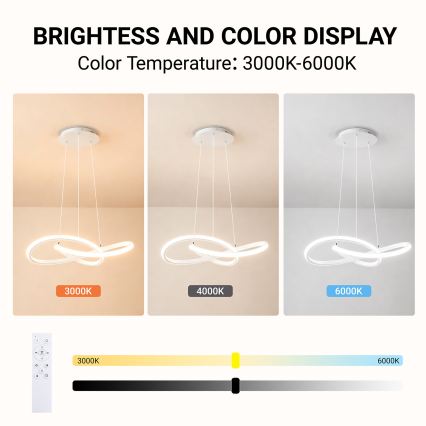 Brilagi - Lampadario dimmerabile su cavo INFINITY LED/55W/230V 3000-6000K 50x50 cm bianco + telecomando