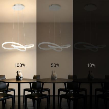Brilagi - Lampadario dimmerabile su cavo INFINITY LED/55W/230V 3000-6000K 50x50 cm bianco + telecomando