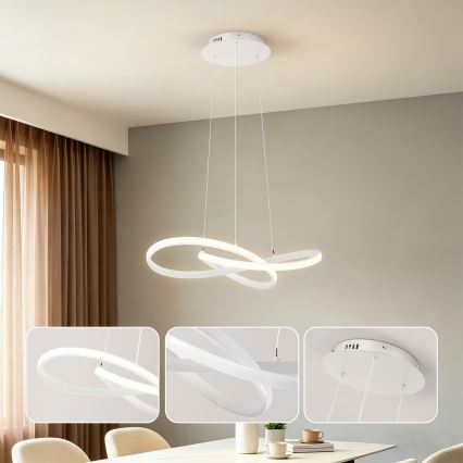 Brilagi - Lampadario dimmerabile su cavo INFINITY LED/55W/230V 3000-6000K 50x50 cm bianco + telecomando