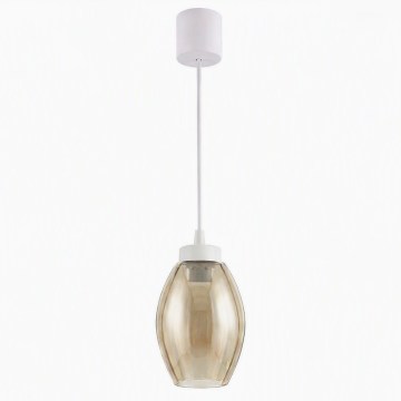 Brilagi - Lampadario a sospensione LED con cavo RETRO GLASS 1xE27/60W/230V Ø 17 cm bianco/beige fumé