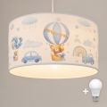 Brilagi - Lampadario a sospensione LED per bambini BOBO 1xE27/10W/230V Ø 35 cm blu/orsetti