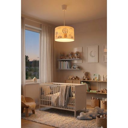 Brilagi - Lampadario a sospensione LED per bambini BOBO 1xE27/10W/230V Ø 35 cm blu/orsetti