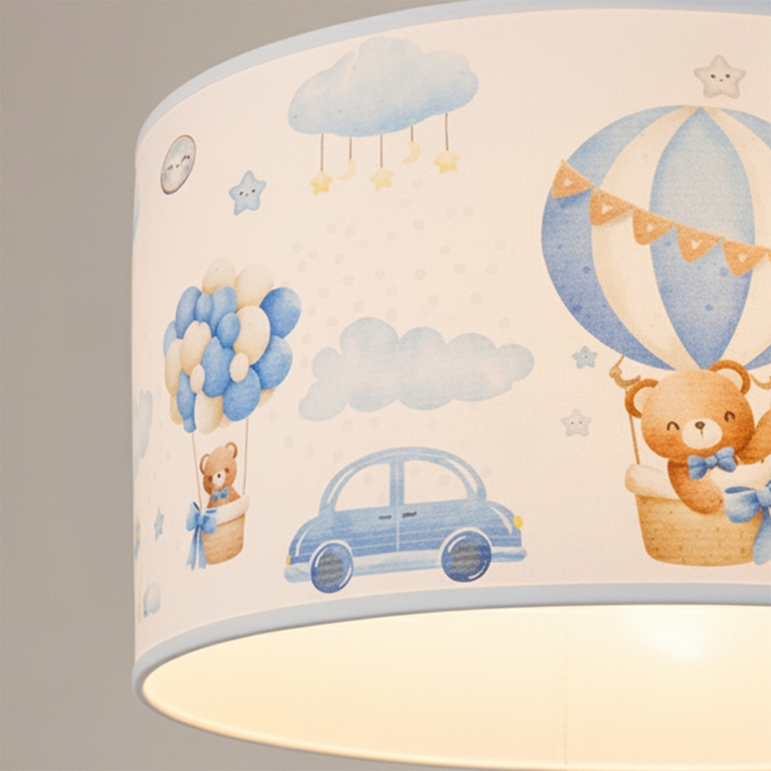 Brilagi - Lampadario a sospensione LED per bambini BOBO 1xE27/10W/230V Ø 35 cm blu/orsetti