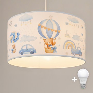 Brilagi - Lampadario a sospensione LED per bambini BOBO 1xE27/60W/230V Ø 35 cm blu/orsetti