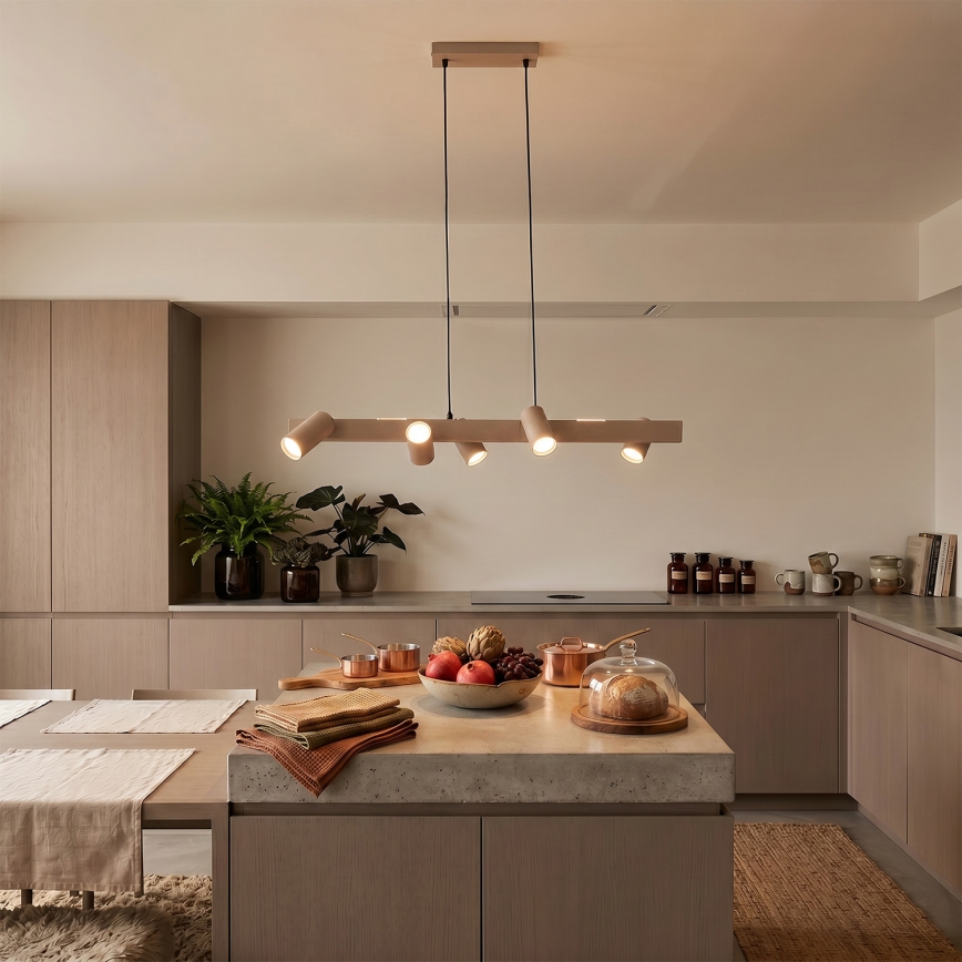Brilagi - Lampadario LED RGBW dimmerabile su cavo SELE 6xGU10/6,5W/230V 2700-6500K beige + telecomando