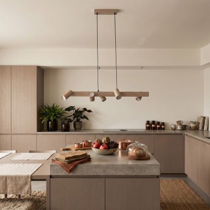 Brilagi - Lampadario LED RGBW dimmerabile su cavo SELE 6xGU10/6,5W/230V 2700-6500K beige + telecomando