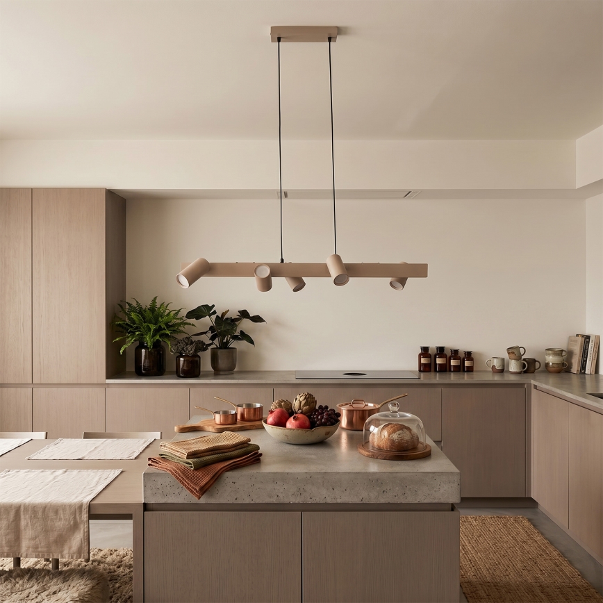 Brilagi - Lampadario LED RGBW dimmerabile su cavo SELE 6xGU10/6,5W/230V 2700-6500K beige + telecomando