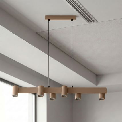 Brilagi - Lampadario LED RGBW dimmerabile su cavo SELE 6xGU10/6,5W/230V 2700-6500K beige + telecomando