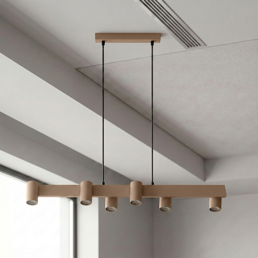 Brilagi - Lampadario LED RGBW dimmerabile su cavo SELE 6xGU10/6,5W/230V 2700-6500K beige + telecomando