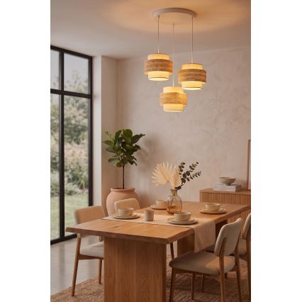 Brilagi - Lampadario a sospensione SPACE 3xE27/60W/230V Ø 40 cm beige/crema