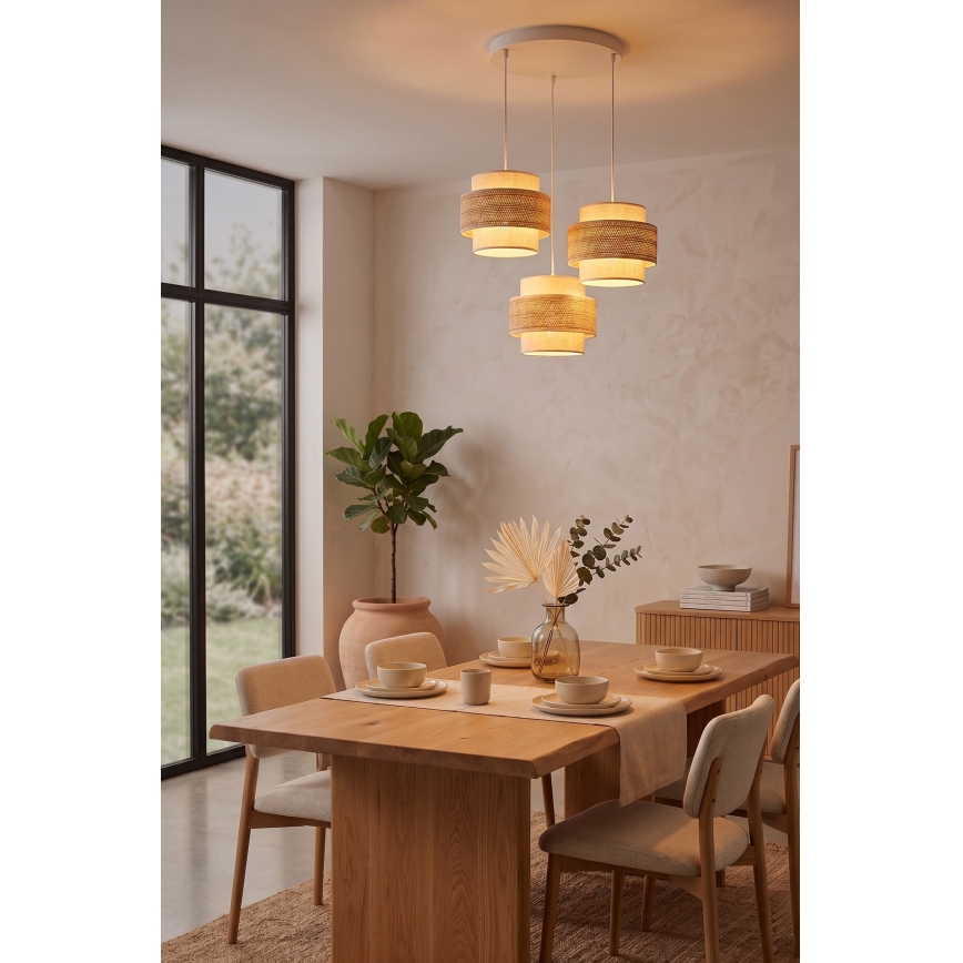 Brilagi - Lampadario a sospensione SPACE 3xE27/60W/230V Ø 40 cm beige/crema