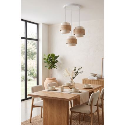 Brilagi - Lampadario a sospensione SPACE 3xE27/60W/230V Ø 40 cm beige/crema