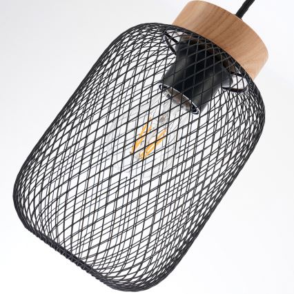 Brilagi - Lampadario a sospensione su cavo BASKLITE 3xE27/15W/230V legno/nero