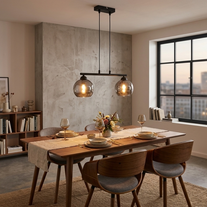 Brilagi - Lampadario a sospensione su cavo DIOR 2xE27/60W/230V nero/grigio fumé