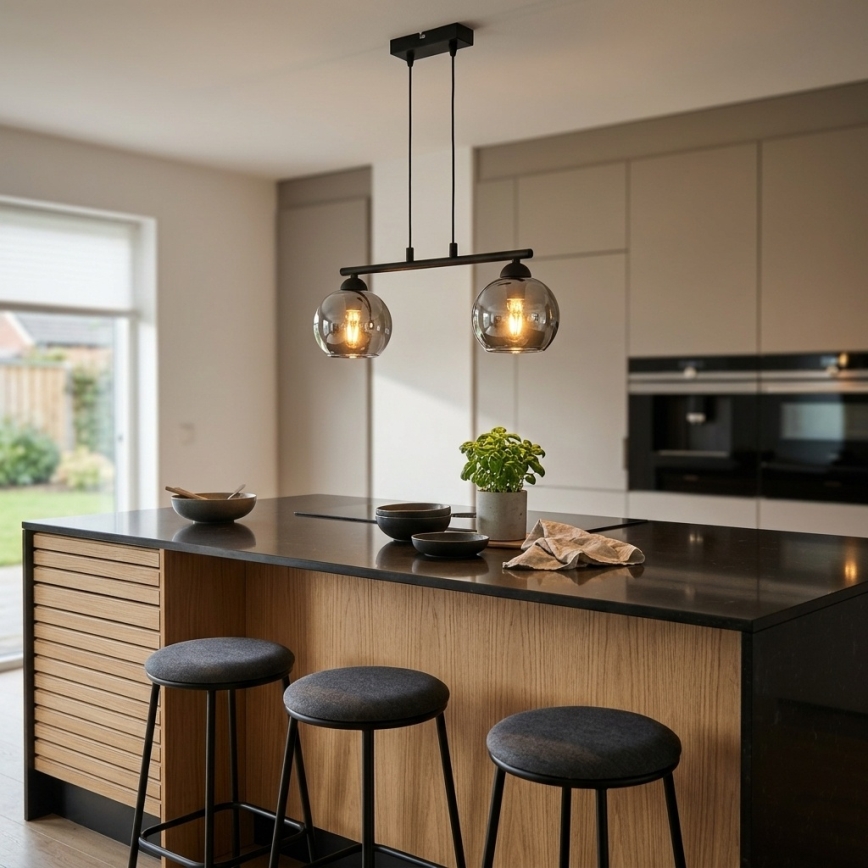Brilagi - Lampadario a sospensione su cavo DIOR 2xE27/60W/230V nero/grigio fumé