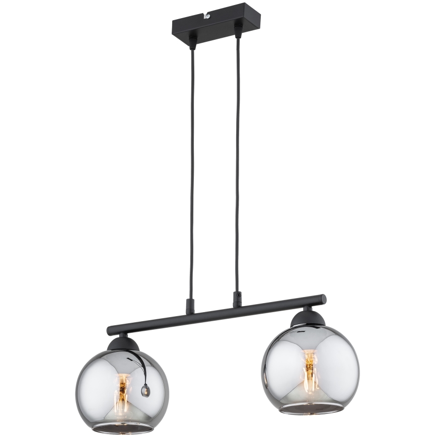 Brilagi - Lampadario a sospensione su cavo DIOR 2xE27/60W/230V nero/grigio fumé