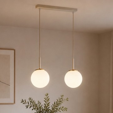 Brilagi - Lampadario a sospensione su cavo MILO 2xE27/60W/230V beige/oro