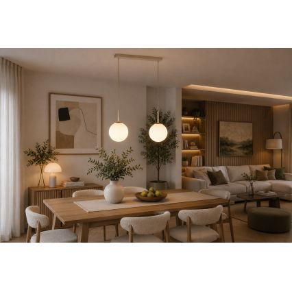 Brilagi - Lampadario a sospensione su cavo MILO 2xE27/60W/230V beige/oro