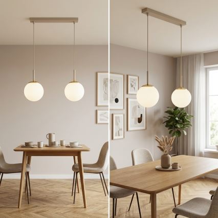 Brilagi - Lampadario a sospensione su cavo MILO 2xE27/60W/230V beige/oro