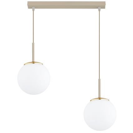 Brilagi - Lampadario a sospensione su cavo MILO 2xE27/60W/230V beige/oro