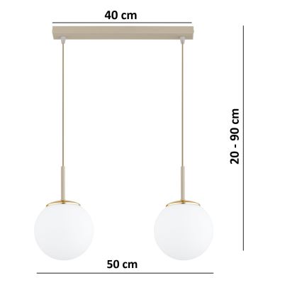 Brilagi - Lampadario a sospensione su cavo MILO 2xE27/60W/230V beige/oro