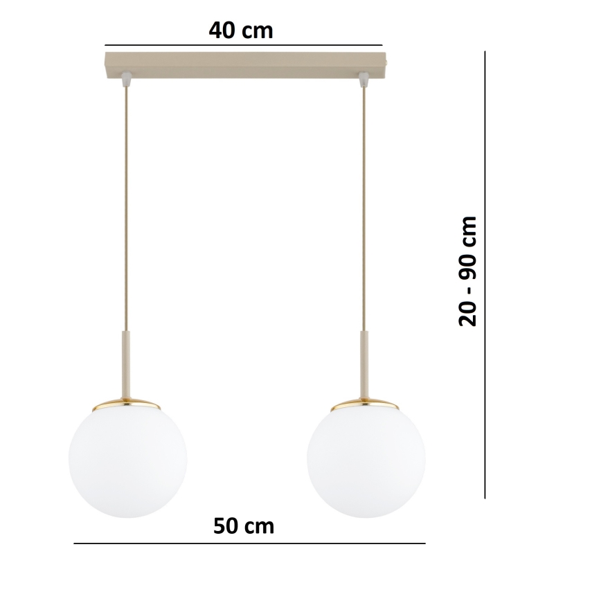 Brilagi - Lampadario a sospensione su cavo MILO 2xE27/60W/230V beige/oro