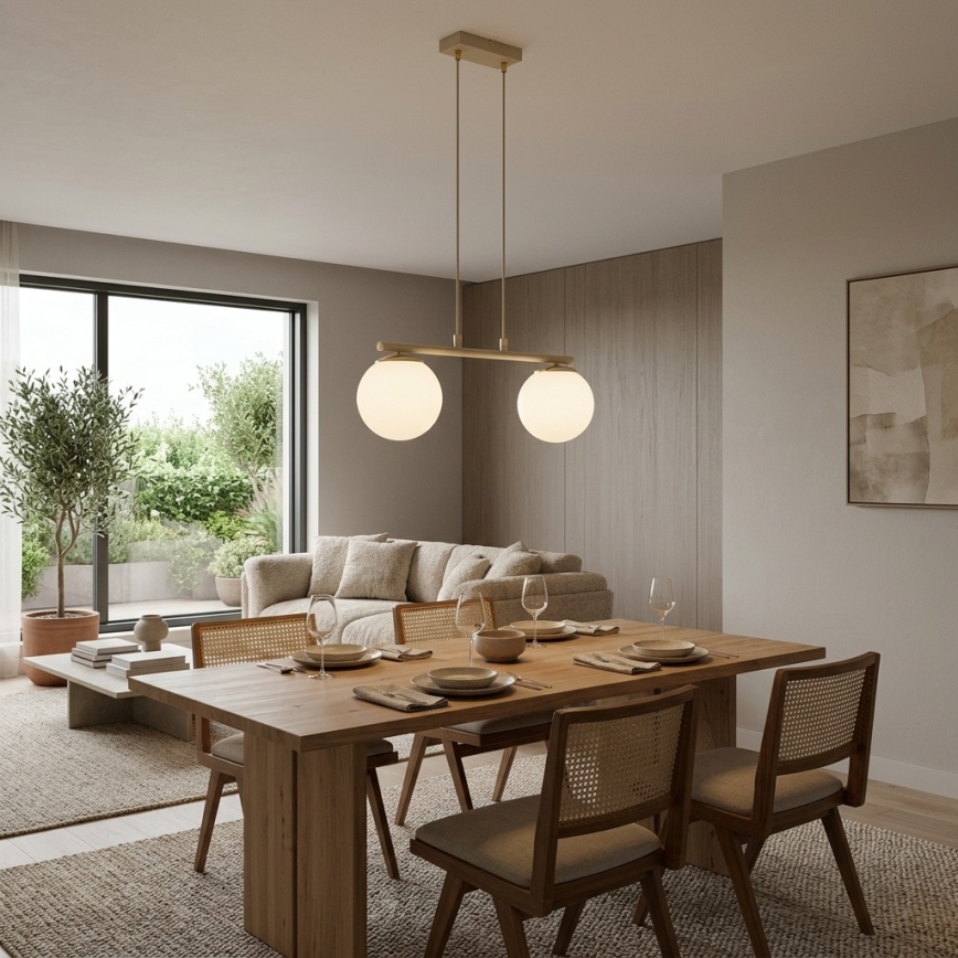 Brilagi - Lampadario a sospensione su cavo MILO 2xE27/60W/230V beige/oro