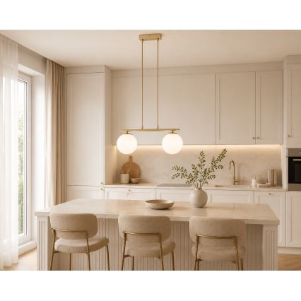 Brilagi - Lampadario a sospensione su cavo MILO 2xE27/60W/230V beige/oro