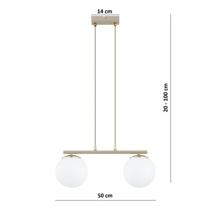 Brilagi - Lampadario a sospensione su cavo MILO 2xE27/60W/230V beige/oro