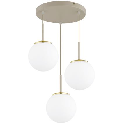Brilagi - Lampadario a sospensione su cavo MILO ECRU 3xE27/60W/230V beige/oro