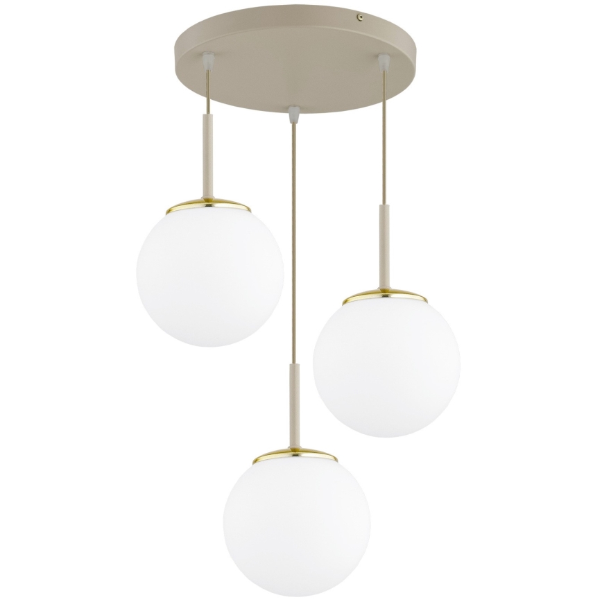Brilagi - Lampadario a sospensione su cavo MILO ECRU 3xE27/60W/230V beige/oro