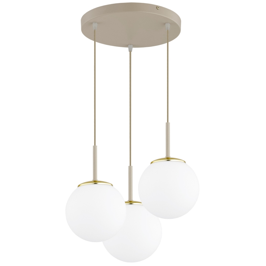 Brilagi - Lampadario a sospensione su cavo MILO ECRU 3xE27/60W/230V beige/oro