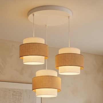 Brilagi - Lampadario a sospensione su cavo SPACE 3xE27/60W/230V Ø 40 cm beige/crema