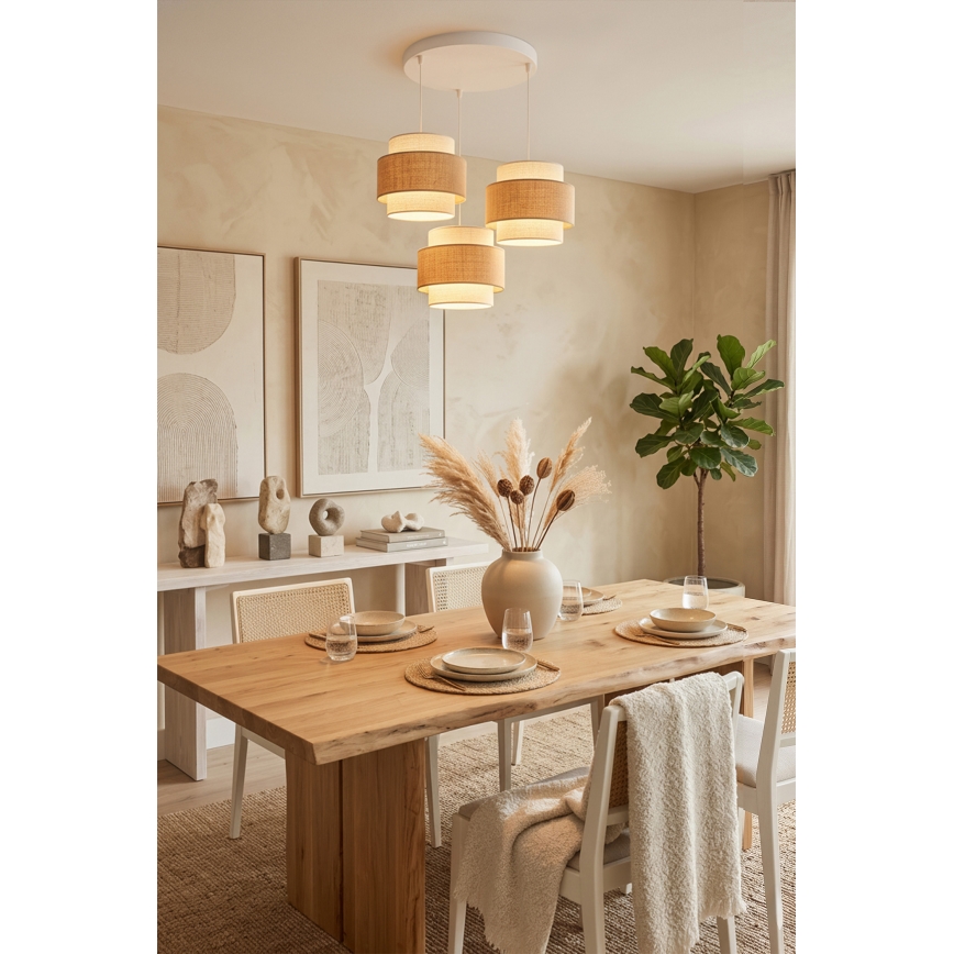 Brilagi - Lampadario a sospensione su cavo SPACE 3xE27/60W/230V Ø 40 cm beige/crema