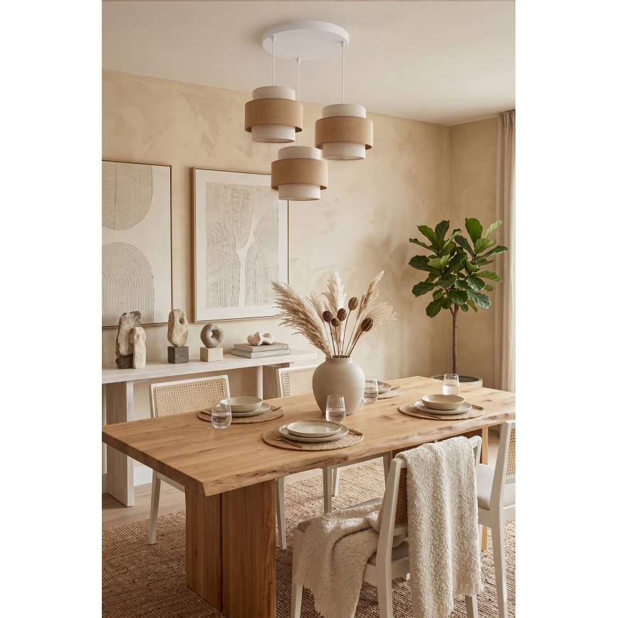 Brilagi - Lampadario a sospensione su cavo SPACE 3xE27/60W/230V Ø 40 cm beige/crema