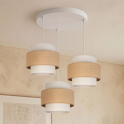 Brilagi - Lampadario a sospensione su cavo SPACE 3xE27/60W/230V Ø 40 cm beige/crema