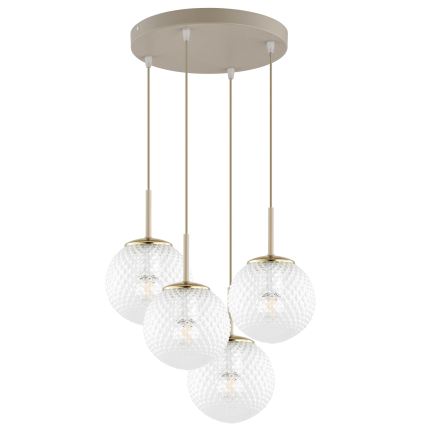 Brilagi - Lampadario a sospensione su cavo STELLA 4xE27/60W/230V beige/oro
