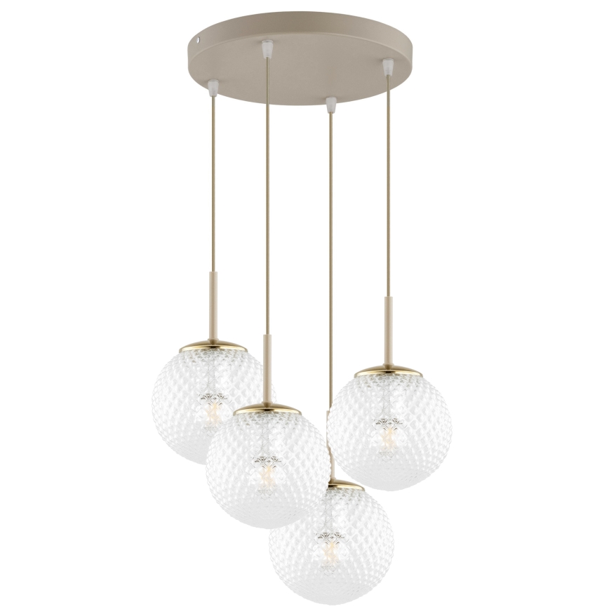 Brilagi - Lampadario a sospensione su cavo STELLA 4xE27/60W/230V beige/oro