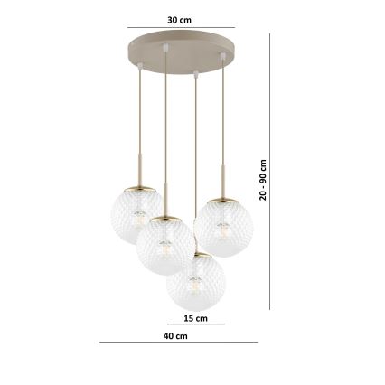 Brilagi - Lampadario a sospensione su cavo STELLA 4xE27/60W/230V beige/oro