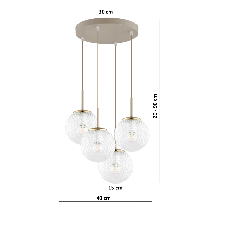 Brilagi - Lampadario a sospensione su cavo STELLA 4xE27/60W/230V beige/oro