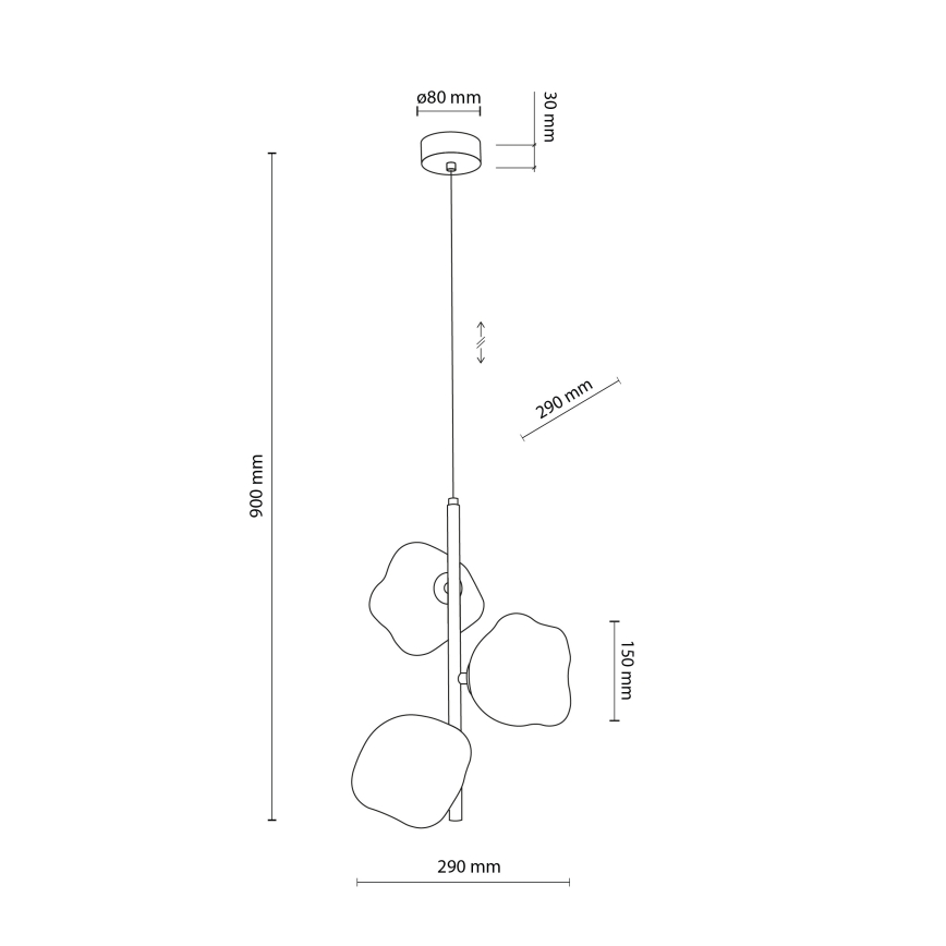 Brilagi - Lampadario a sospensione su cavo VULCANO 3xG9/8W/230V nero/nero fumé