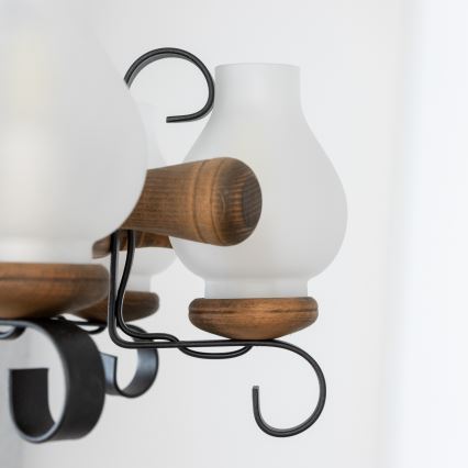 Brilagi - Lampadario a sospensione TIMONA a catena, 8xE14/40W/230V, diam. 70 cm, finitura faggio